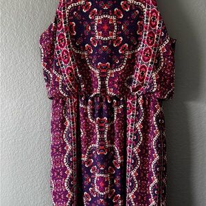 Renee C. Sleeveless Maxi Dress in Pink and Navy Paisley